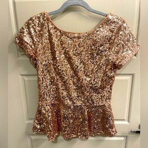 Gold Sequin Peplum Top - Large